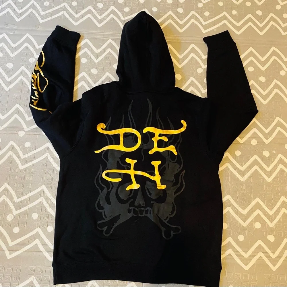 Ed Hardy Black Hoodie with Vibrant Graphic